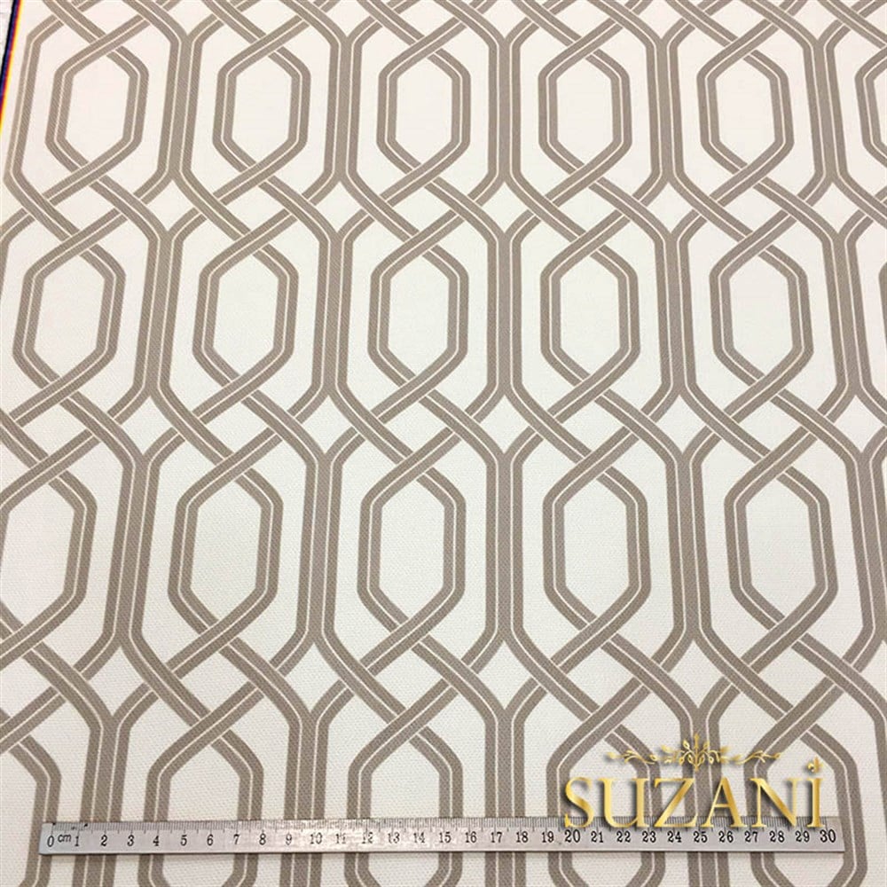 Beyaz Zemin Bej Rengi Örgü Desenli Kumaş