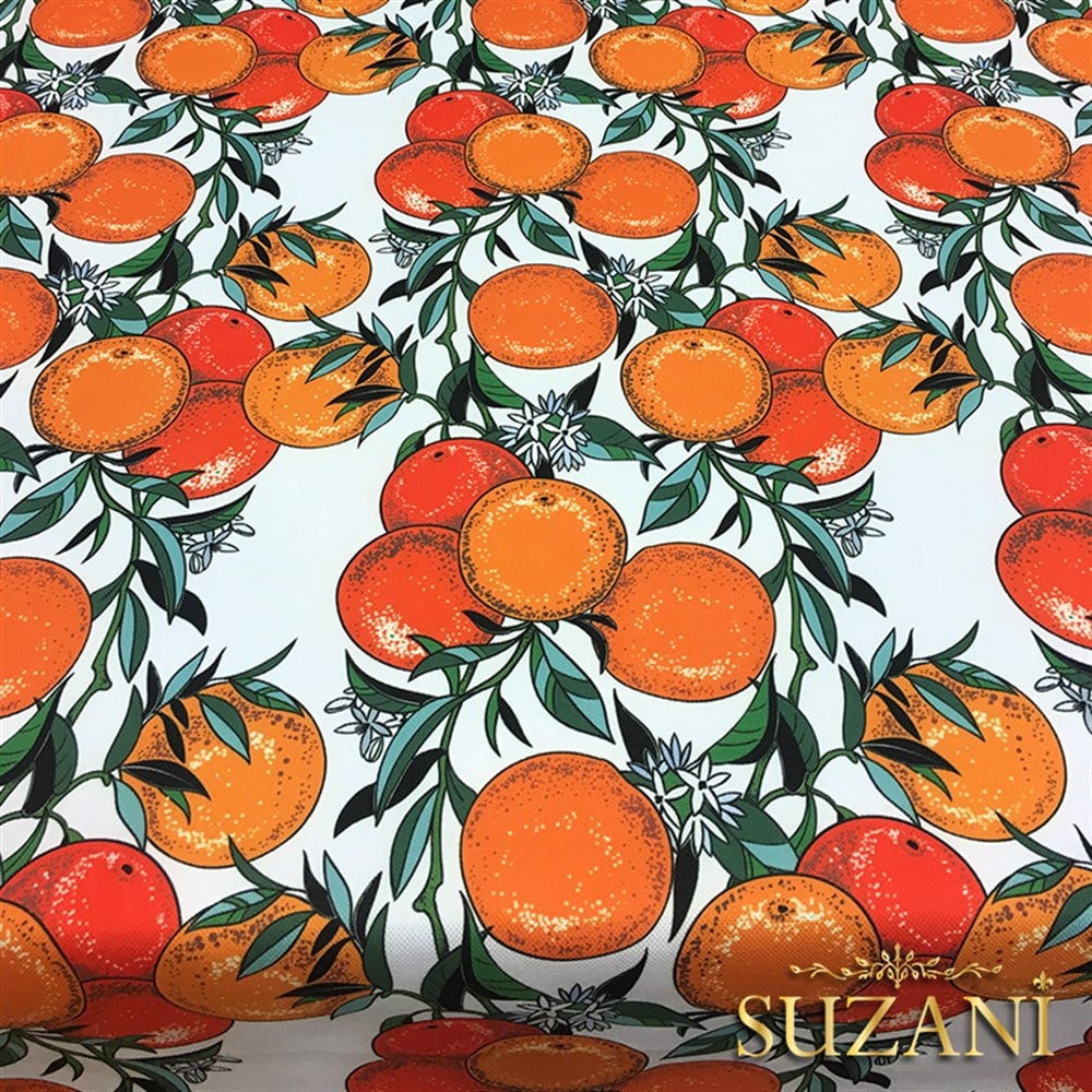 Beyaz Zemin Greyfurt Desenli Kumaş