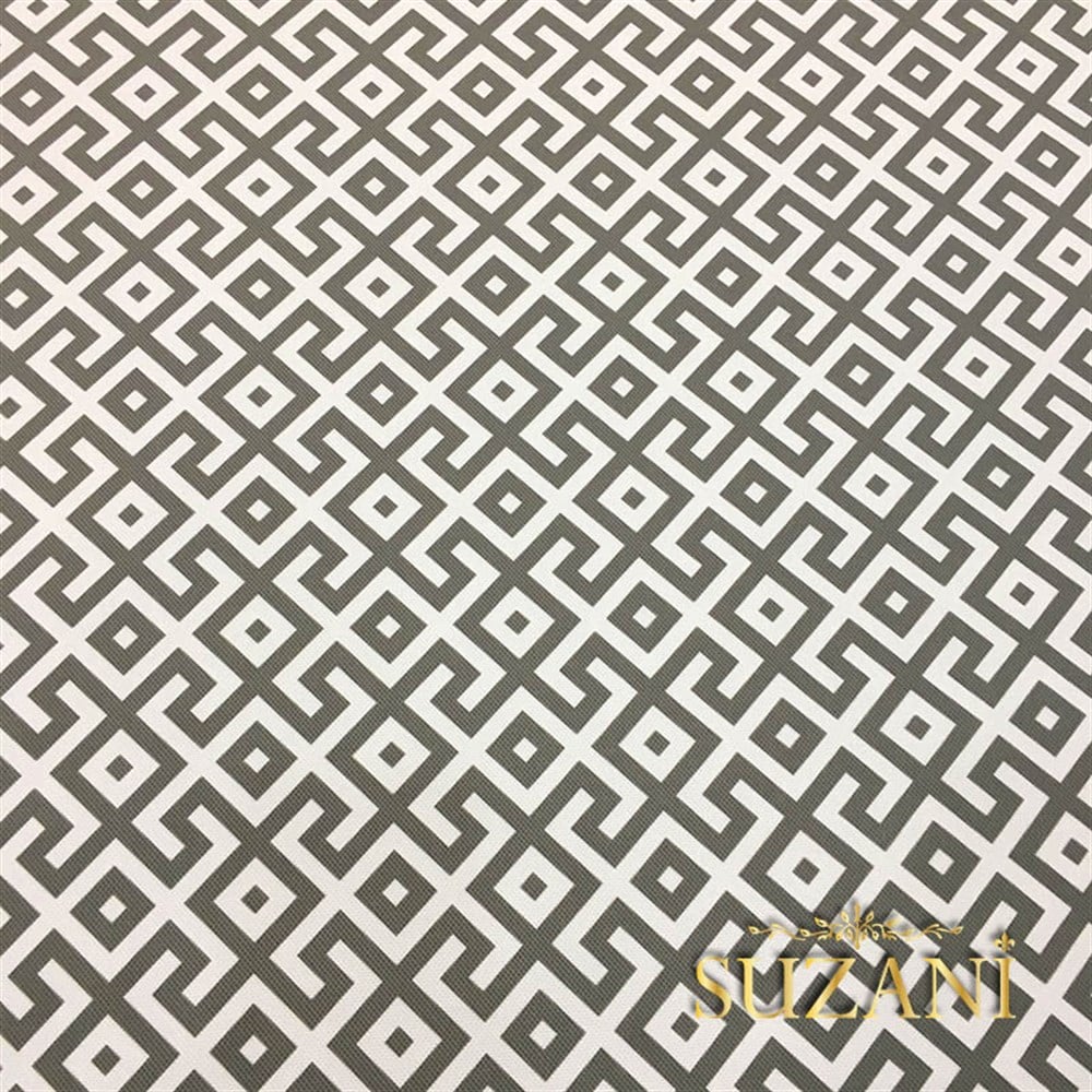 Beyaz Zemin Gri Geometrik Kumaş