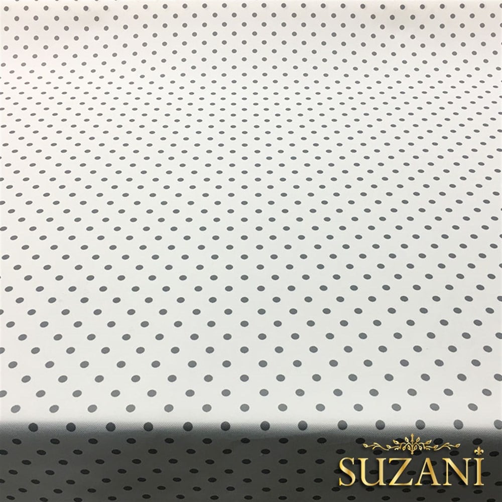 Beyaz Zemin Gri Küçük Puanlı Kumaş