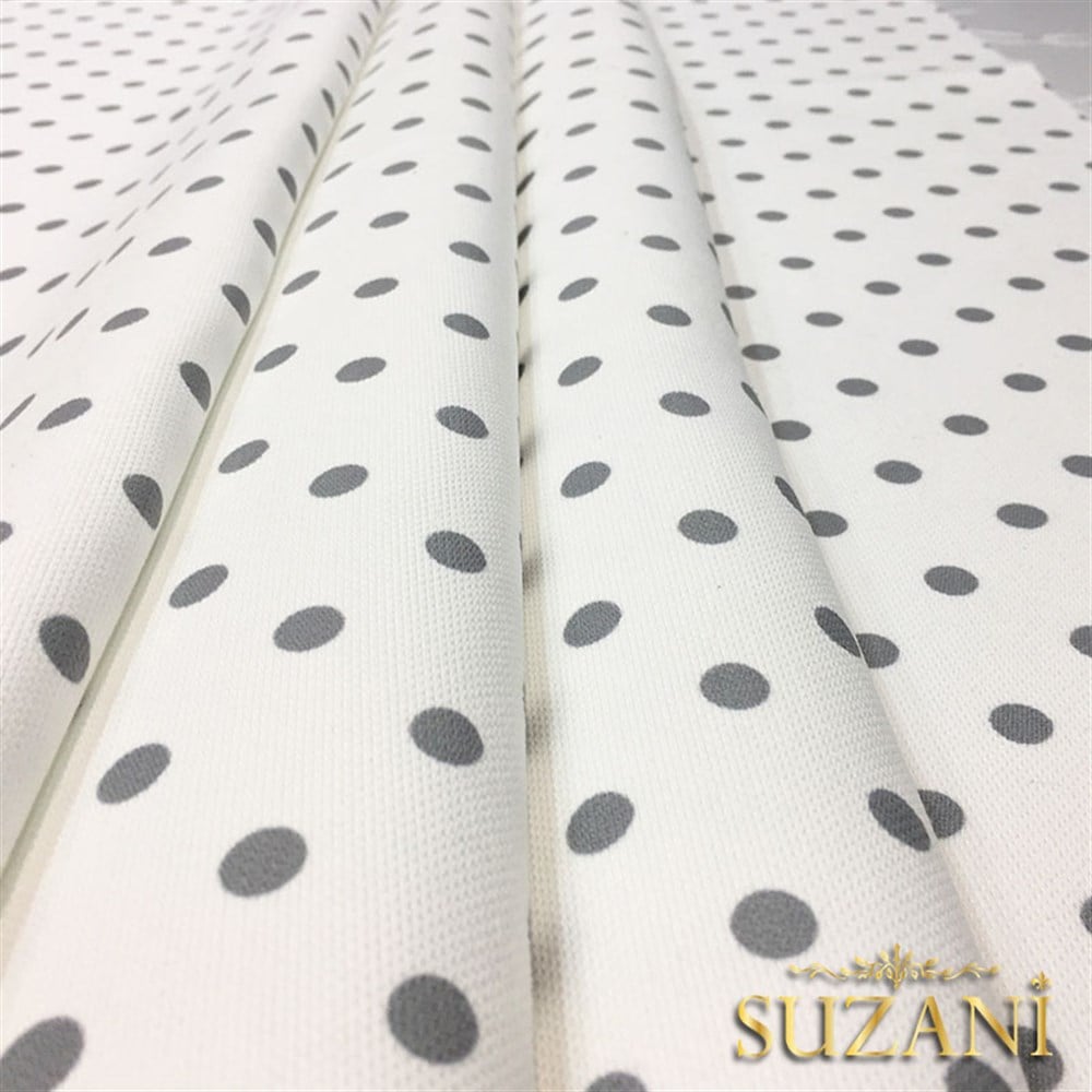 Beyaz Zemin Gri Küçük Puanlı Kumaş