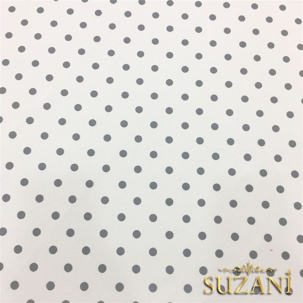 Beyaz Zemin Gri Küçük Puanlı Kumaş