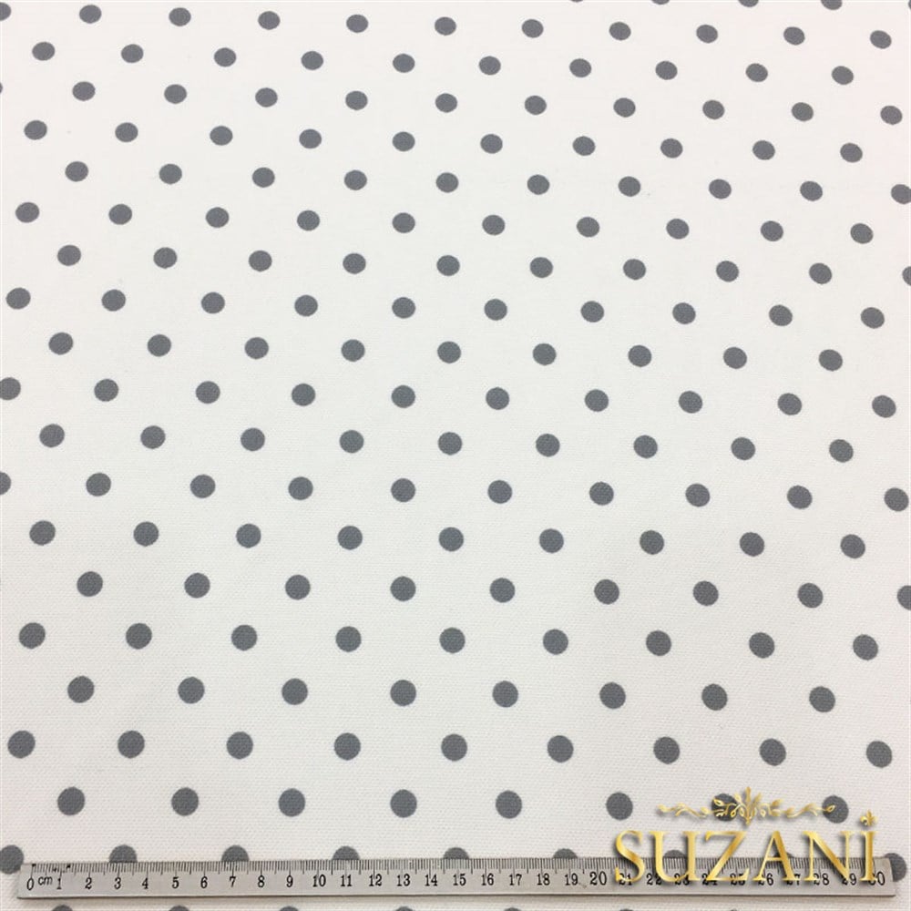 Beyaz Zemin Gri Küçük Puanlı Kumaş