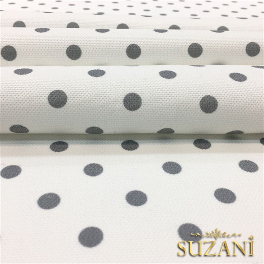 Beyaz Zemin Gri Küçük Puanlı Kumaş
