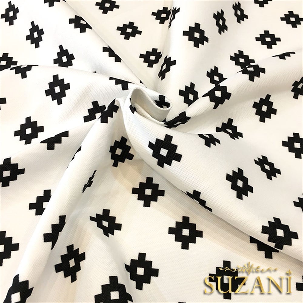 Beyaz Zemin Küçük Mozaik Desenli Kumaş