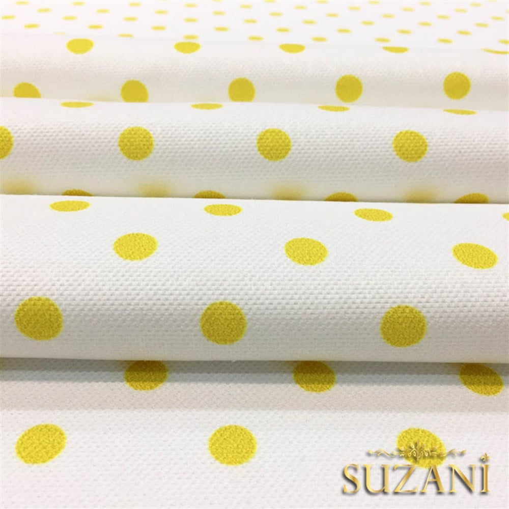 Beyaz Zemin Sarı Küçük Puanlı Kumaş