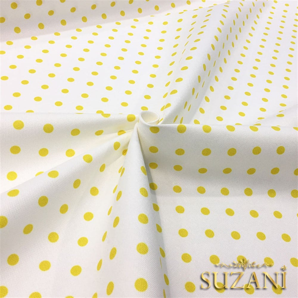 Beyaz Zemin Sarı Küçük Puanlı Kumaş