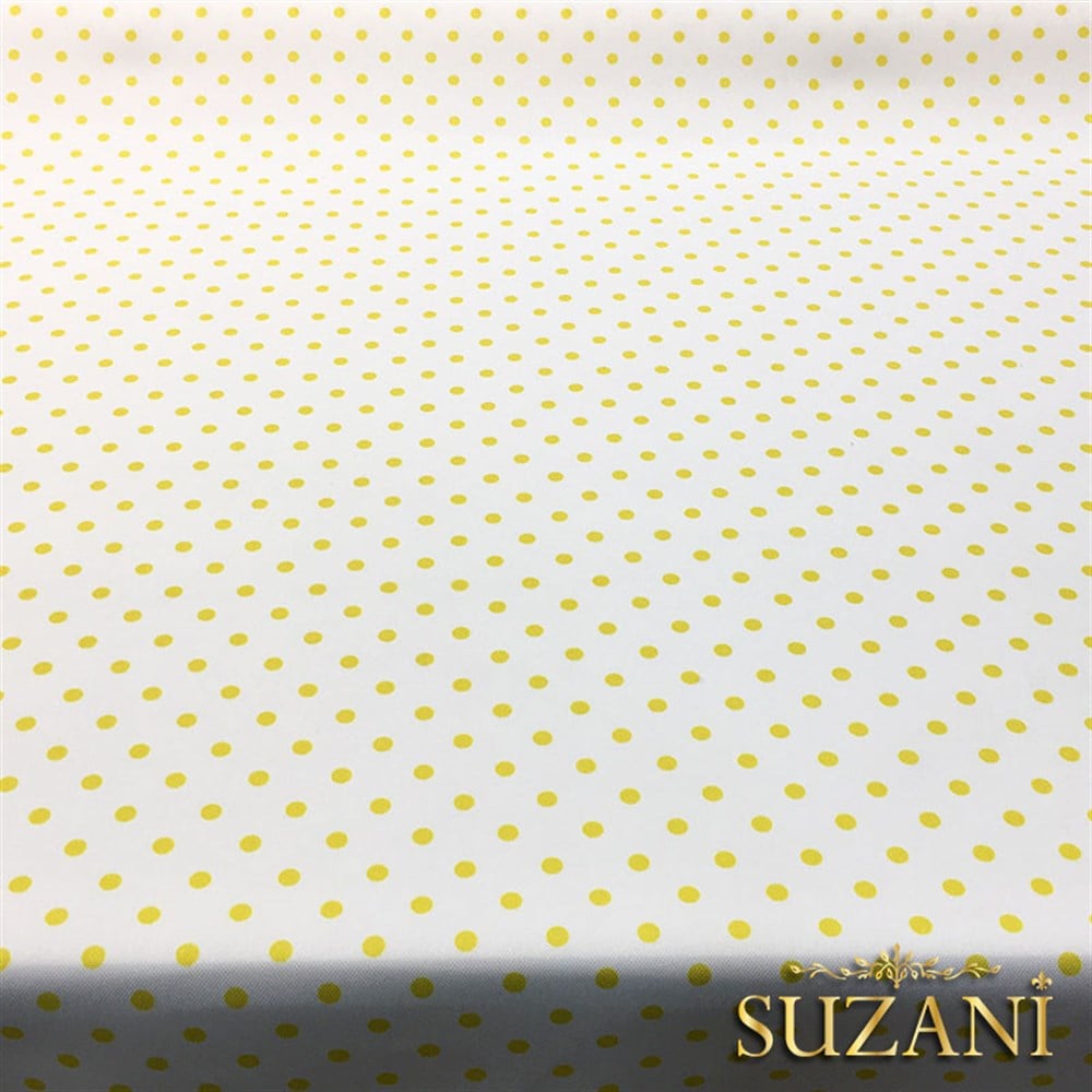 Beyaz Zemin Sarı Küçük Puanlı Kumaş