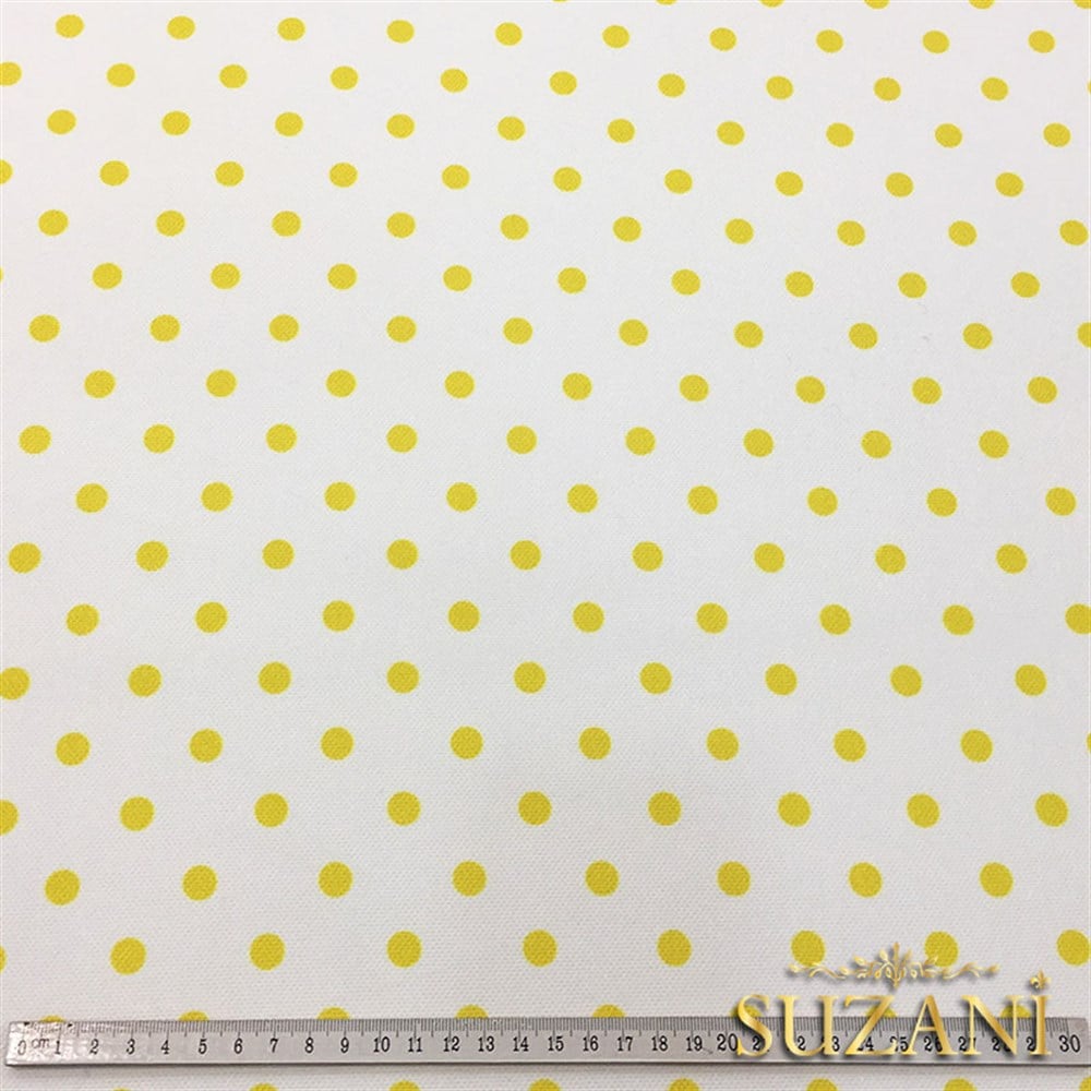 Beyaz Zemin Sarı Küçük Puanlı Kumaş