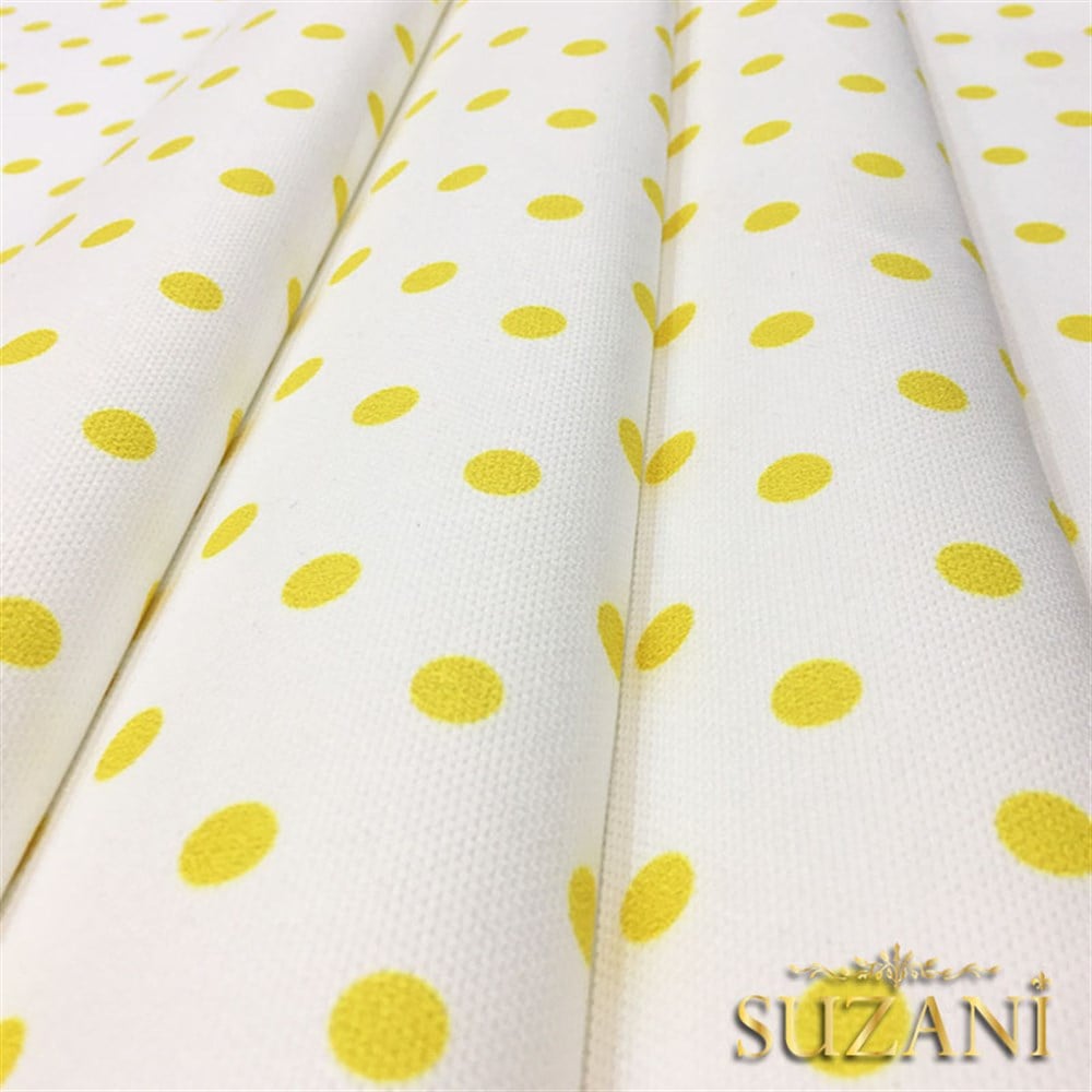 Beyaz Zemin Sarı Küçük Puanlı Kumaş
