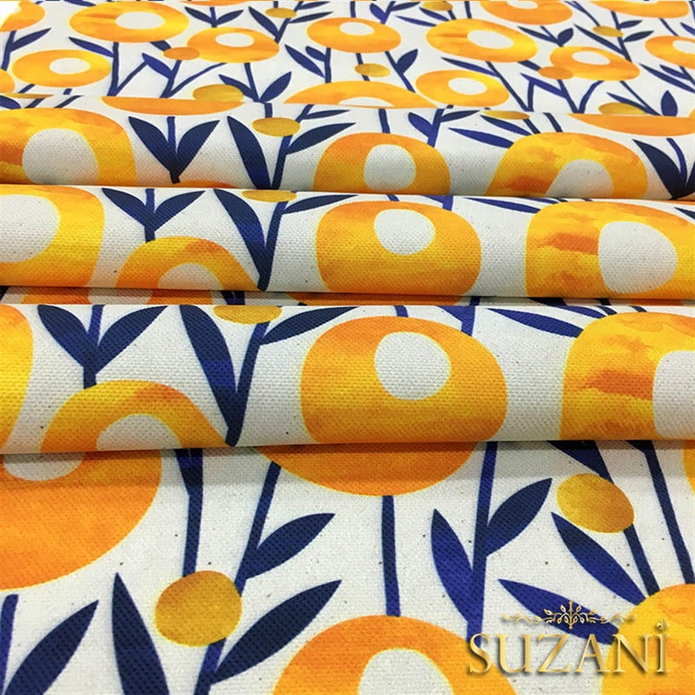 Bitli Keten Sarı Çiçekli Kumaş