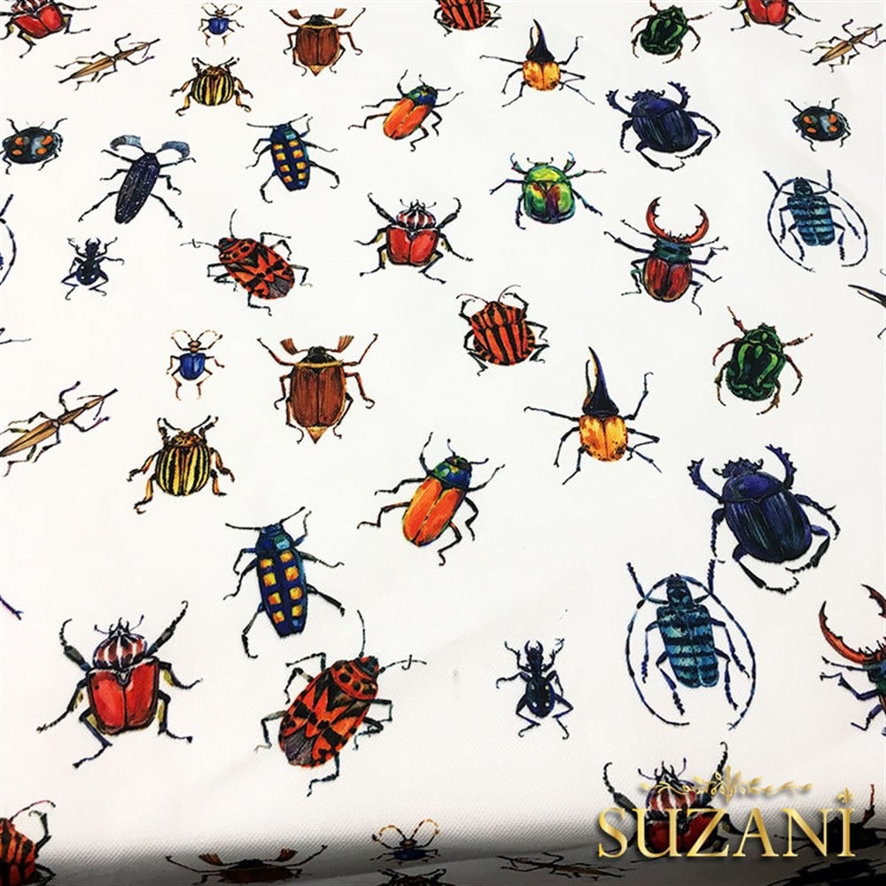 Böcekler Desenli Kumaş