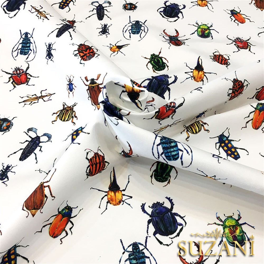Böcekler Desenli Kumaş