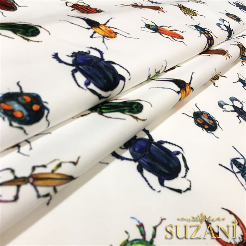 Böcekler Desenli Kumaş