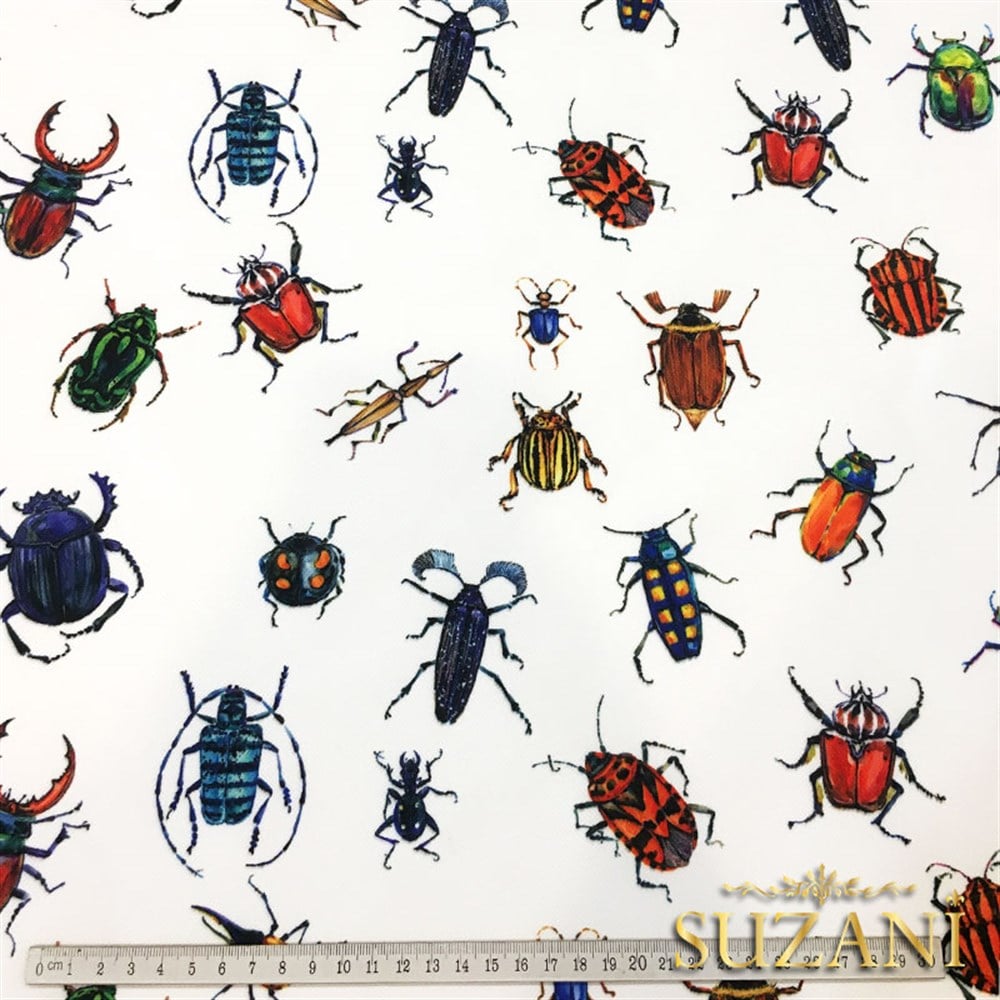 Böcekler Desenli Kumaş