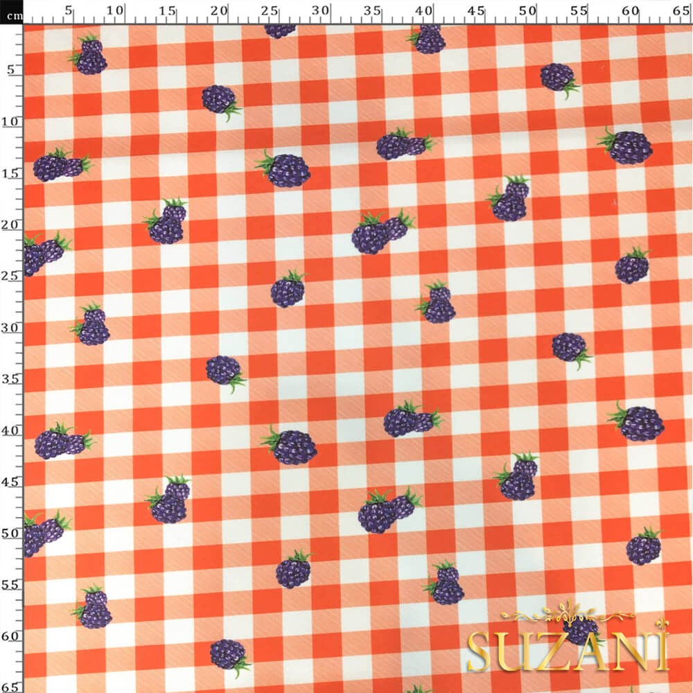 Böğürtlen Pötikare Desenli Dijital Baskılı Kumaş