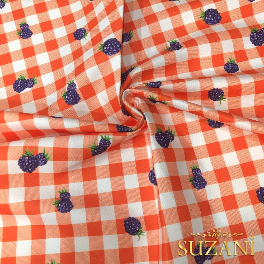 Böğürtlen Pötikare Desenli Dijital Baskılı Kumaş