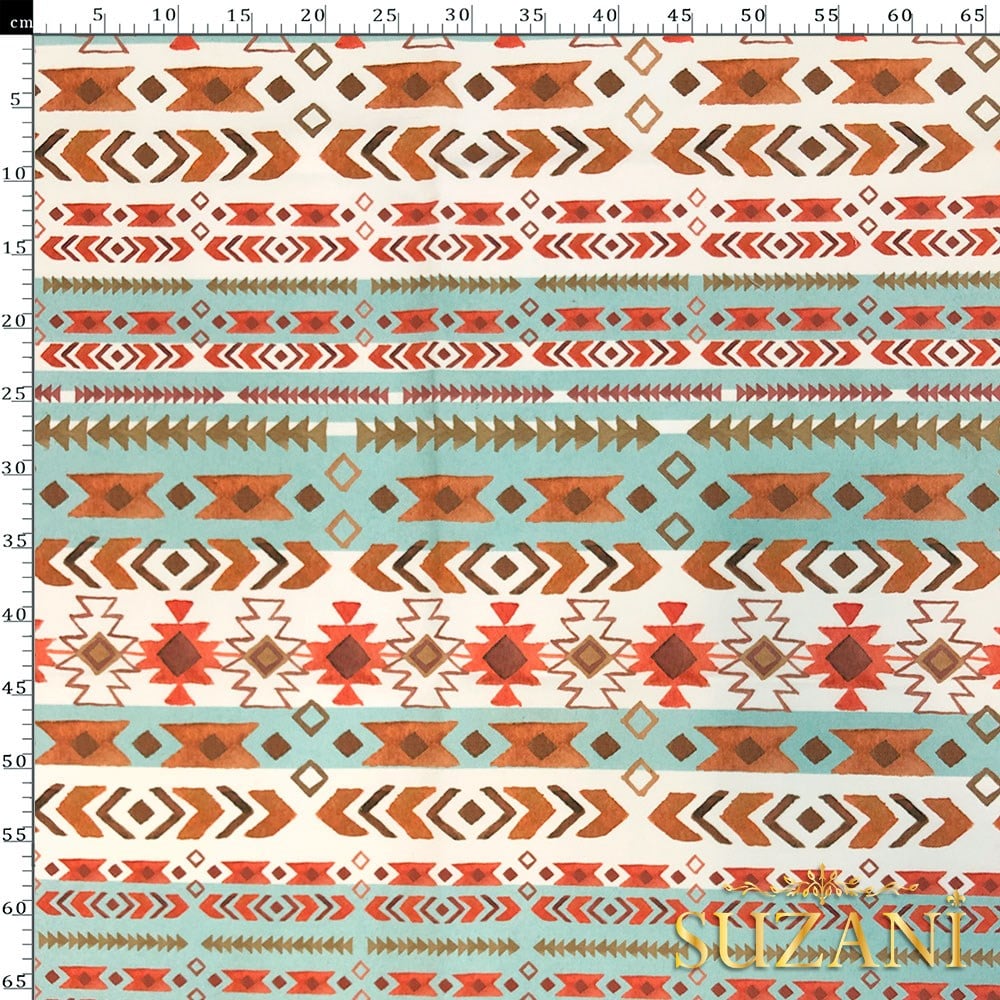 Bohem Etnik Desenli Dijital Baskılı Kumaş