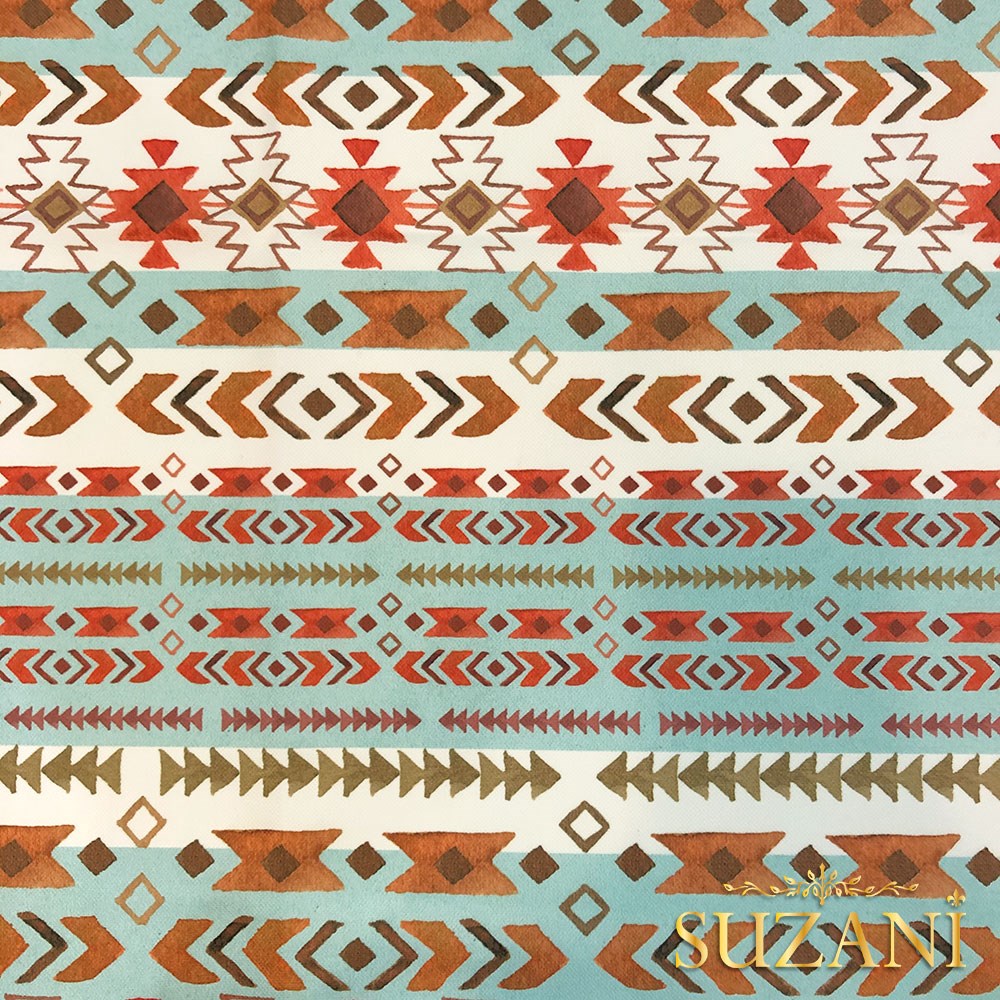 Bohem Etnik Desenli Dijital Baskılı Kumaş