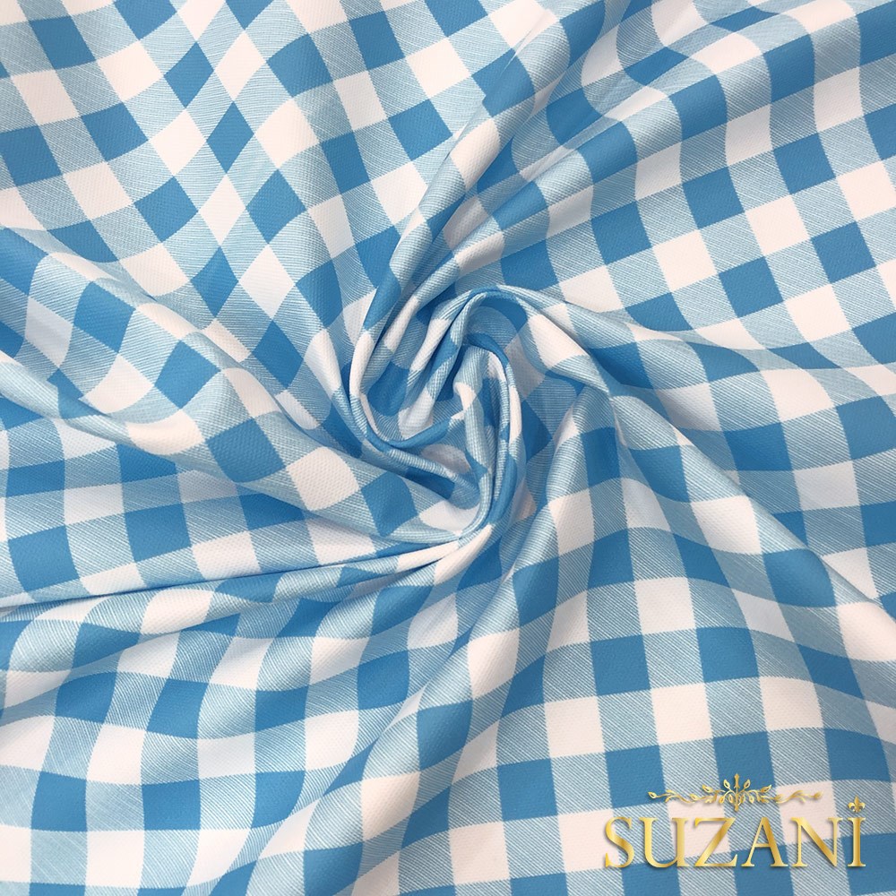 Buz Küçük Pötikare Desenli Dijital Baskılı Kumaş