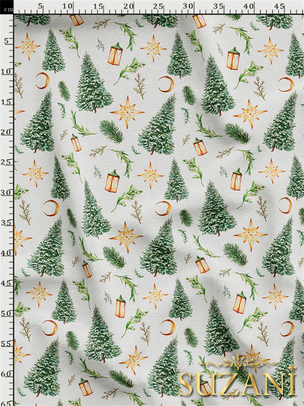 Çam Ağacı Desenli Dijital Baskılı Kumaş