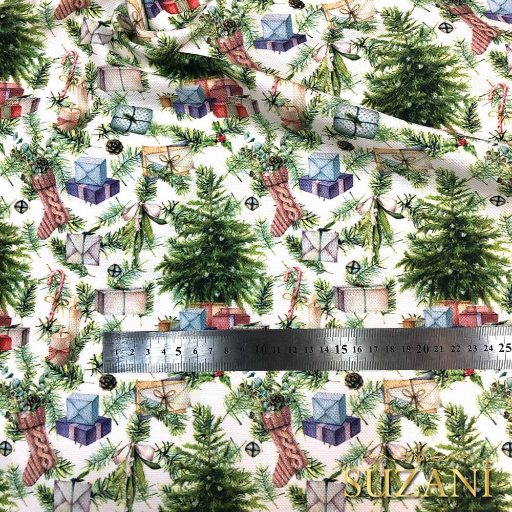 Çam Ağacı Desenli Dijital Baskılı Kumaş