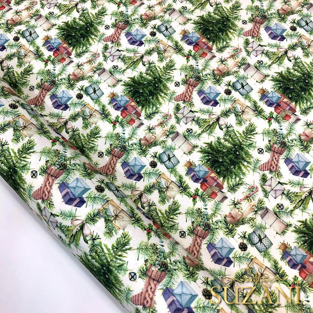 Çam Ağacı Desenli Dijital Baskılı Kumaş