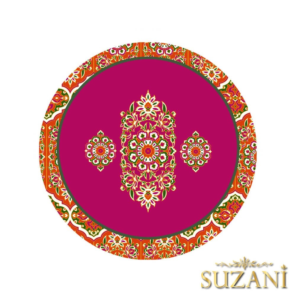 Canlı Turuncu Geleneksel Desenli 3'lü Supla Kumaşı