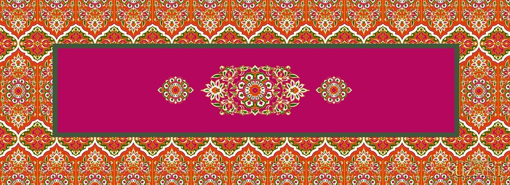 Canlı Turuncu Geleneksel Desenli Runner Kumaşı