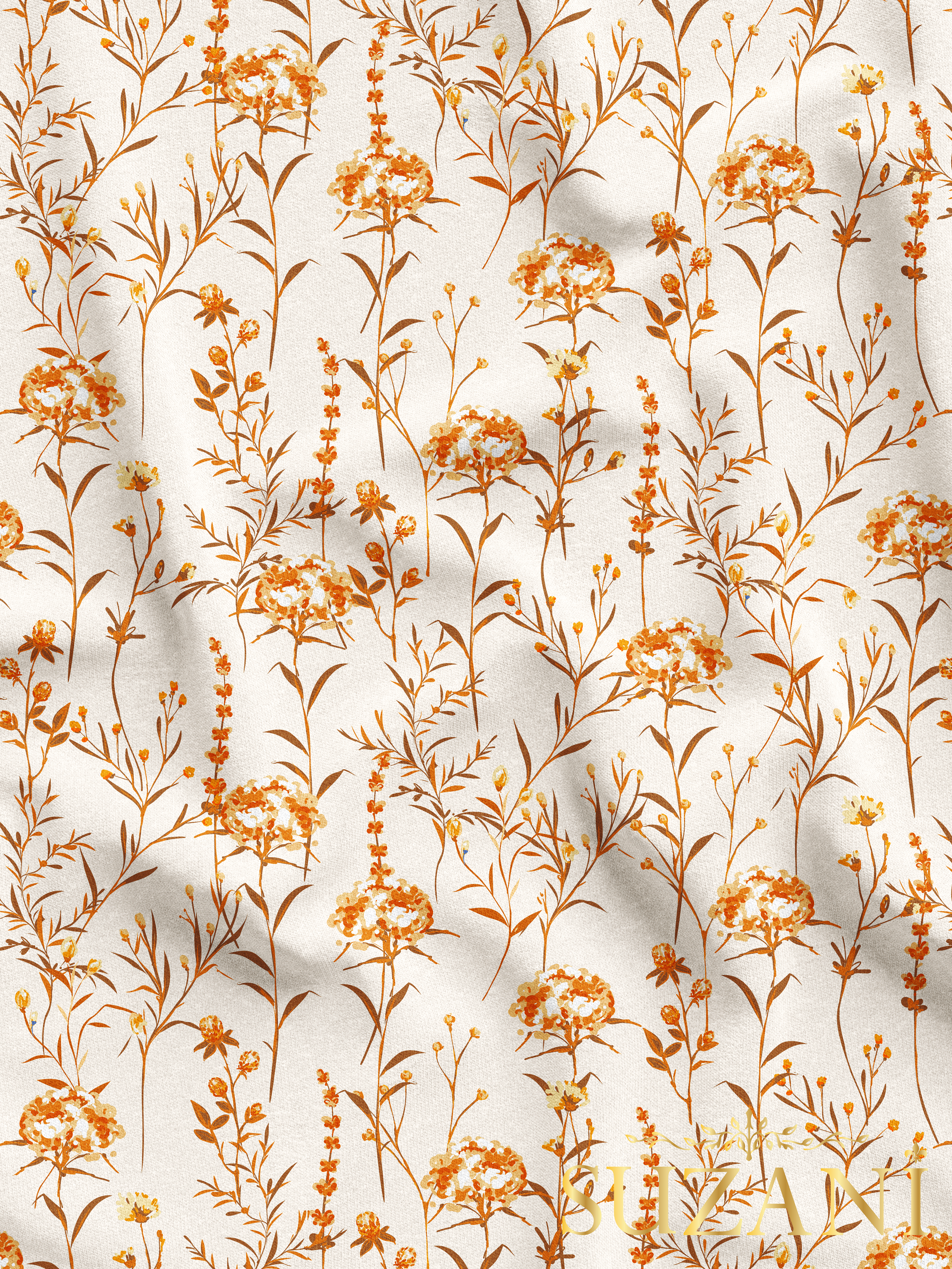 Çayır Çiçeği Desenli Dijital Baskılı Kumaş