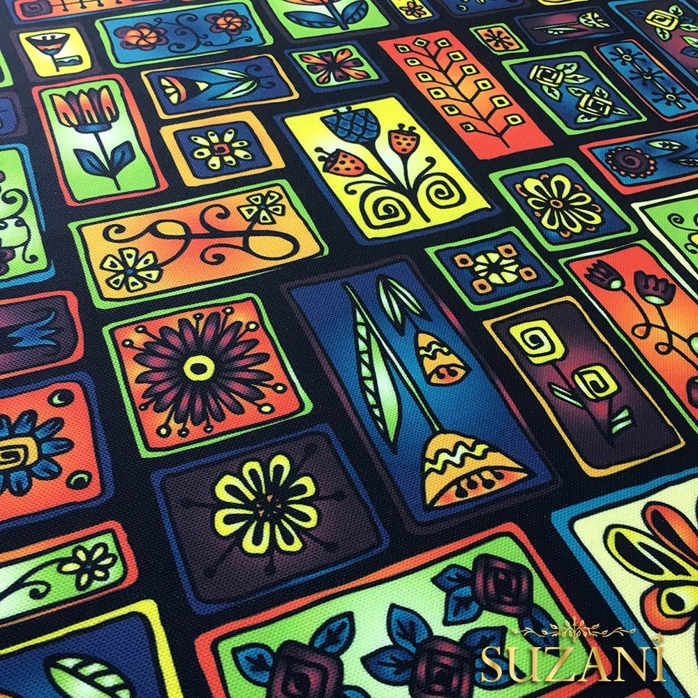 Çerçeveli Patchwork Etnik Desenli Kumaş