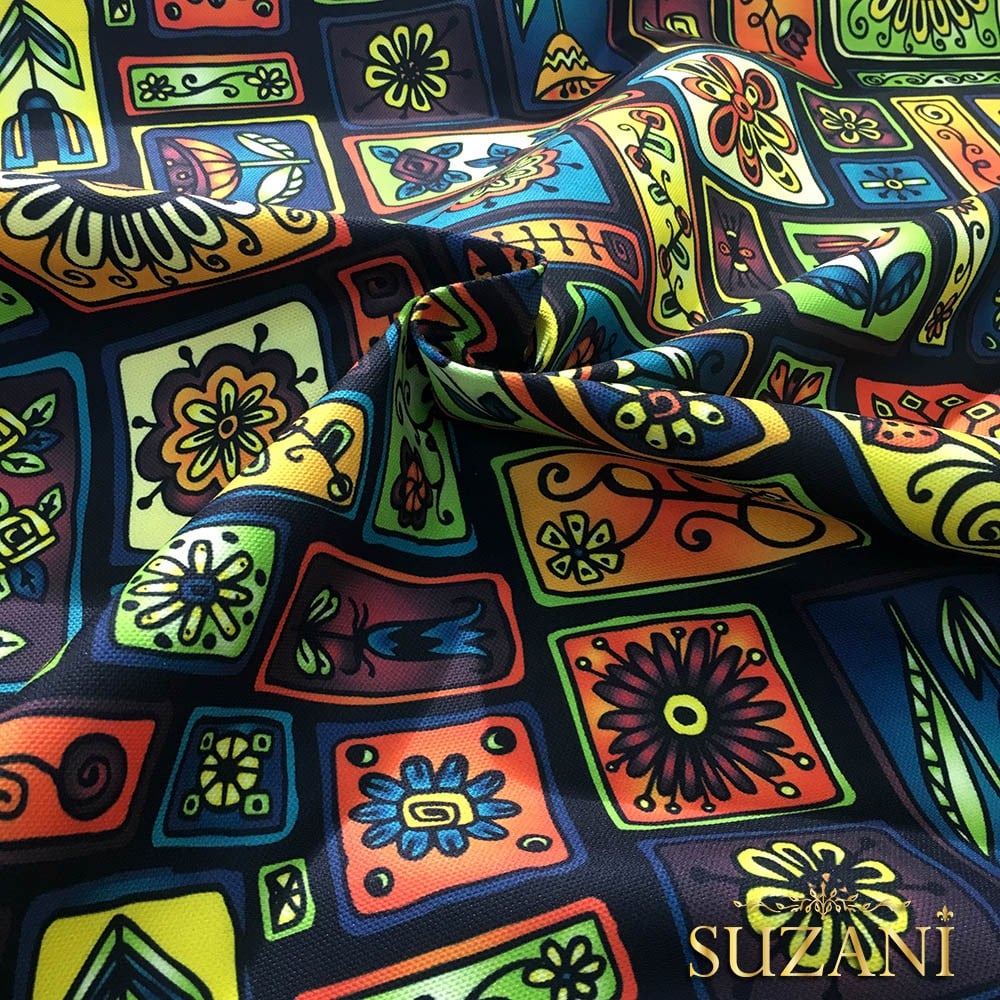 Çerçeveli Patchwork Etnik Desenli Kumaş