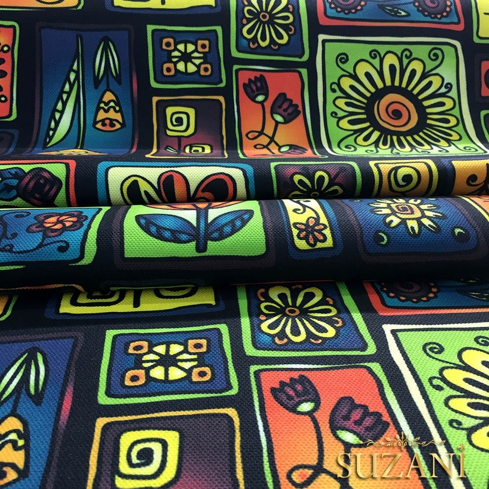 Çerçeveli Patchwork Etnik Desenli Kumaş