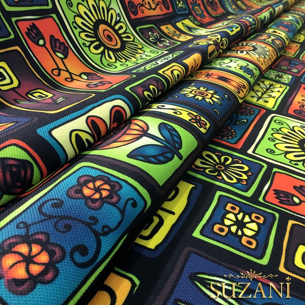 Çerçeveli Patchwork Etnik Desenli Kumaş