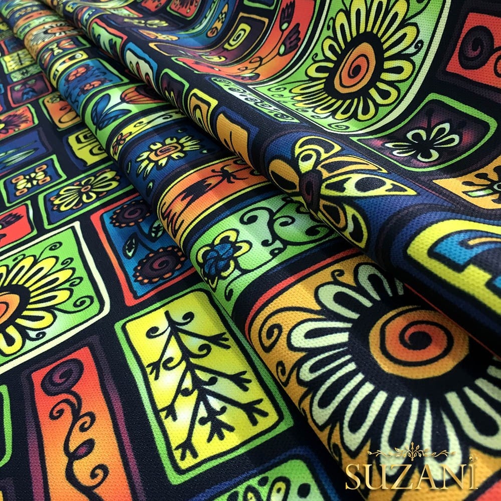 Çerçeveli Patchwork Etnik Desenli Kumaş