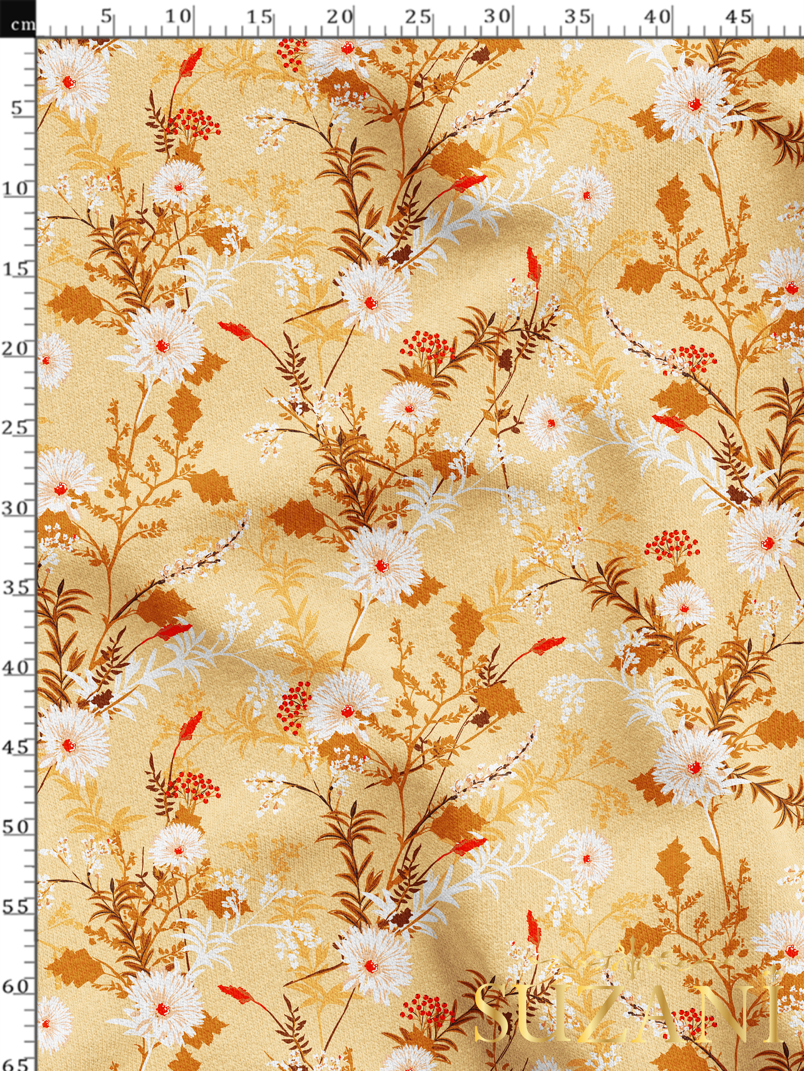 Çiçek Açan Desenli Dijital Baskılı Kumaş