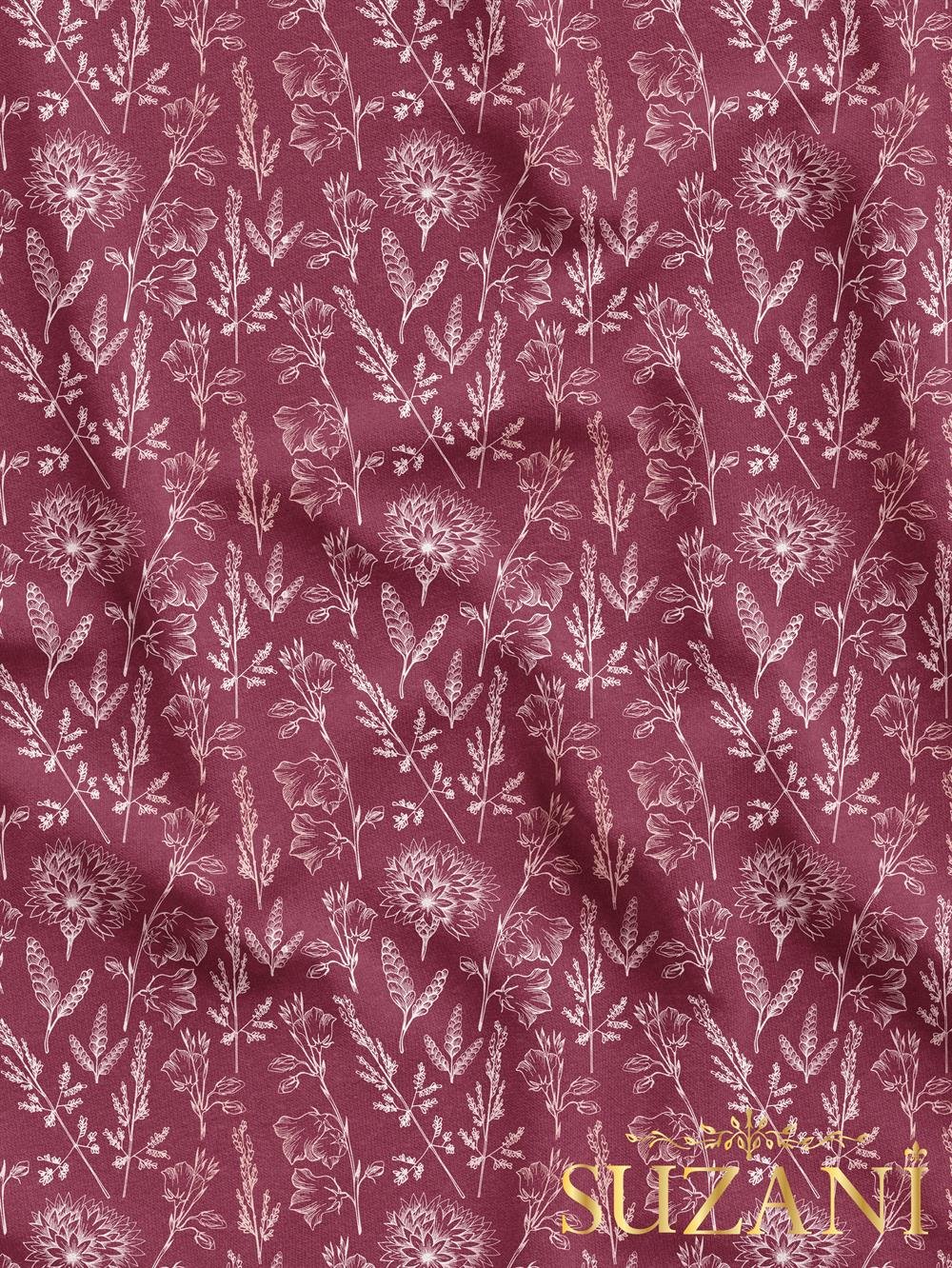 Çiçek Bahçesi Desenli Dijital Baskılı Kumaş