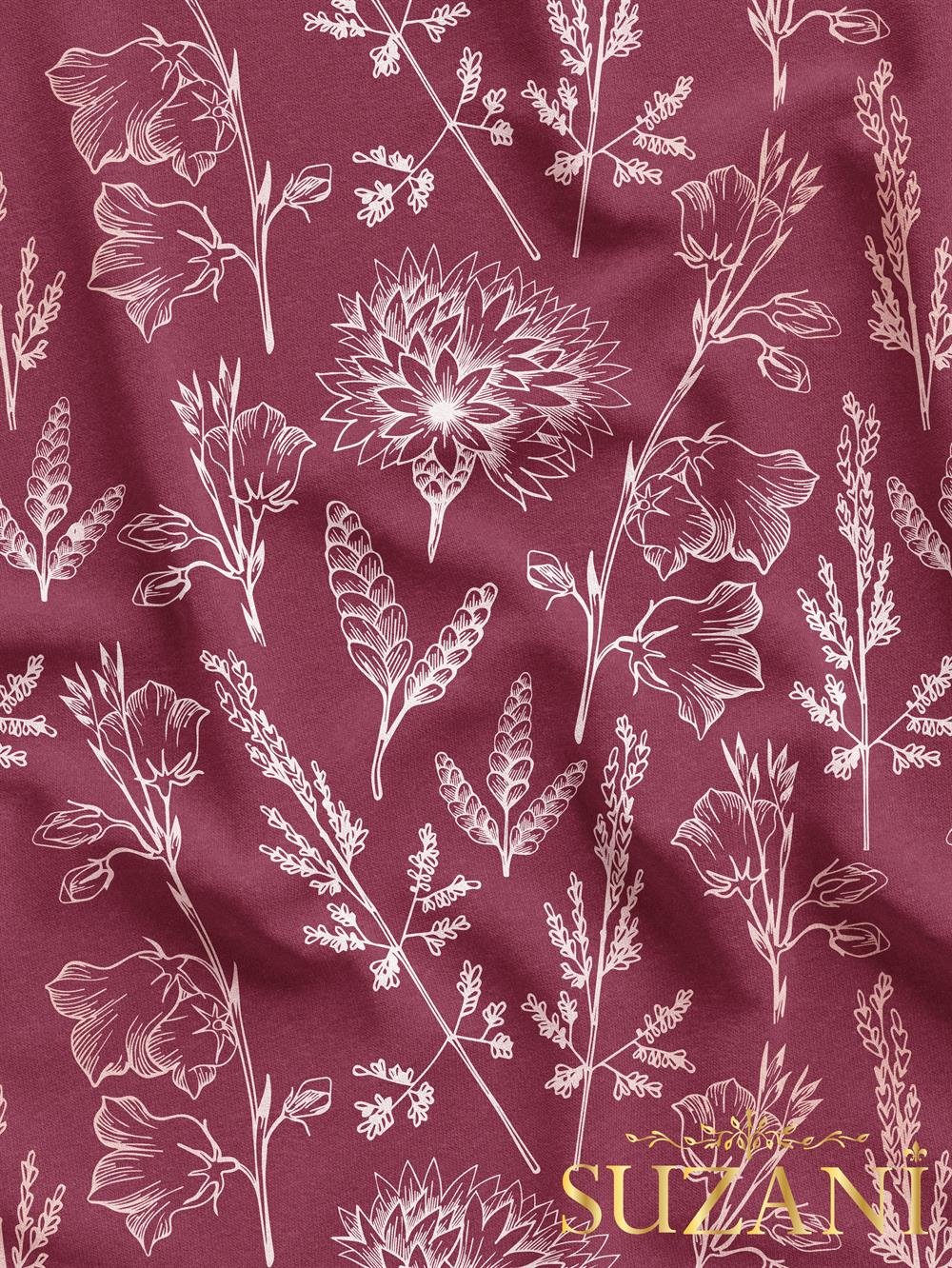 Çiçek Bahçesi Desenli Dijital Baskılı Kumaş