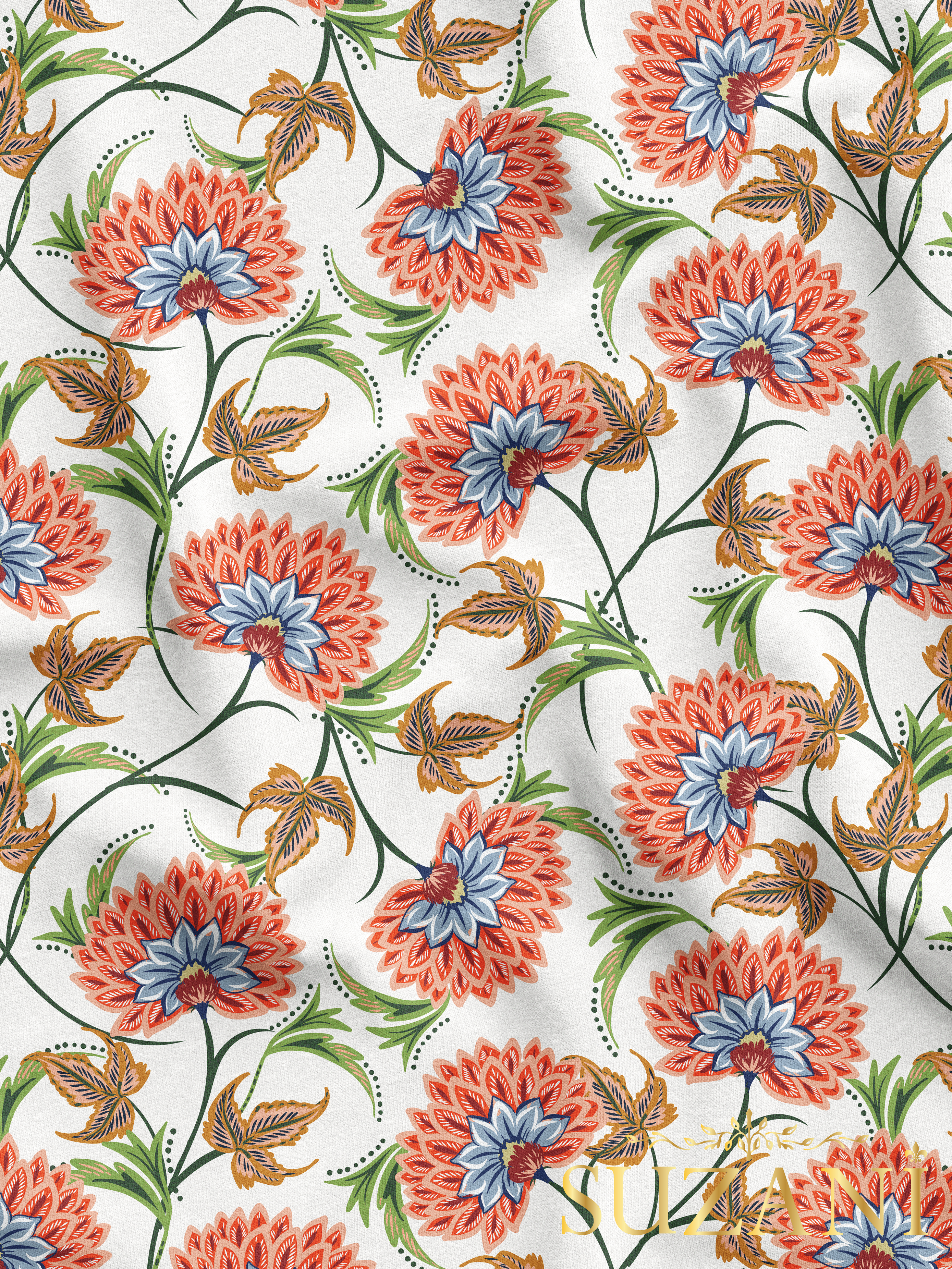 Çiçek Desenli Dijital Baskılı Kumaş