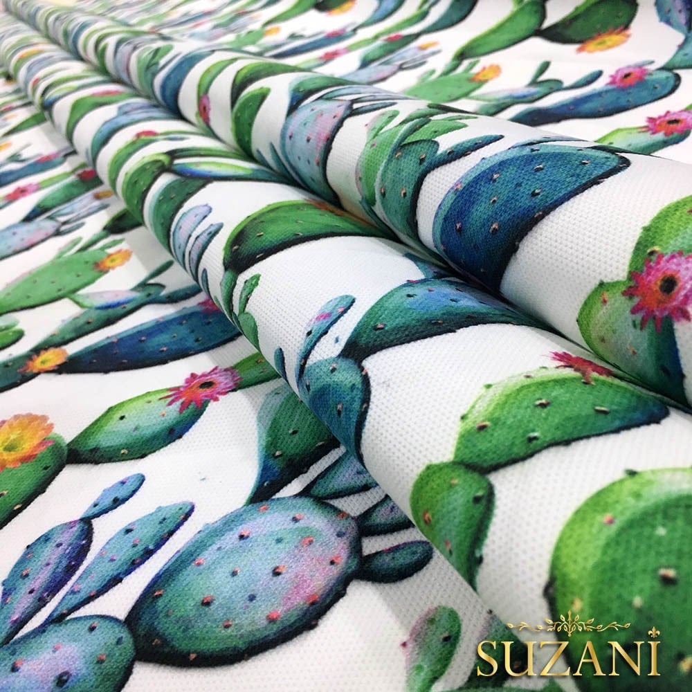 Çiçekli Kaktüsler Desenli Kumaş