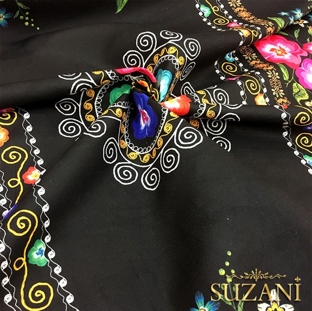 Çiçekli Pano Suzani Desenli Kumaş