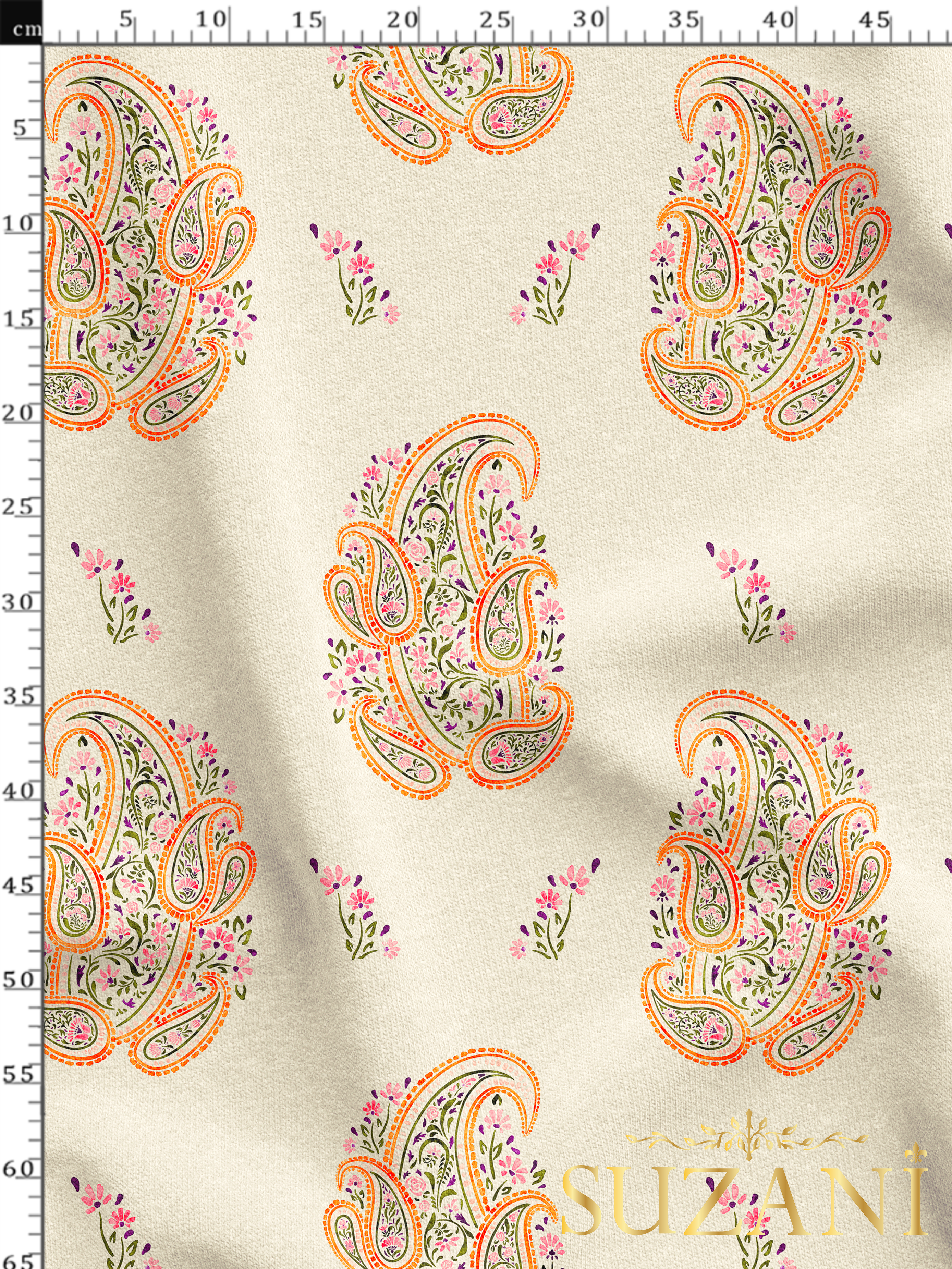 Çiçekli Şal Desenli Dijital Baskılı Kumaş