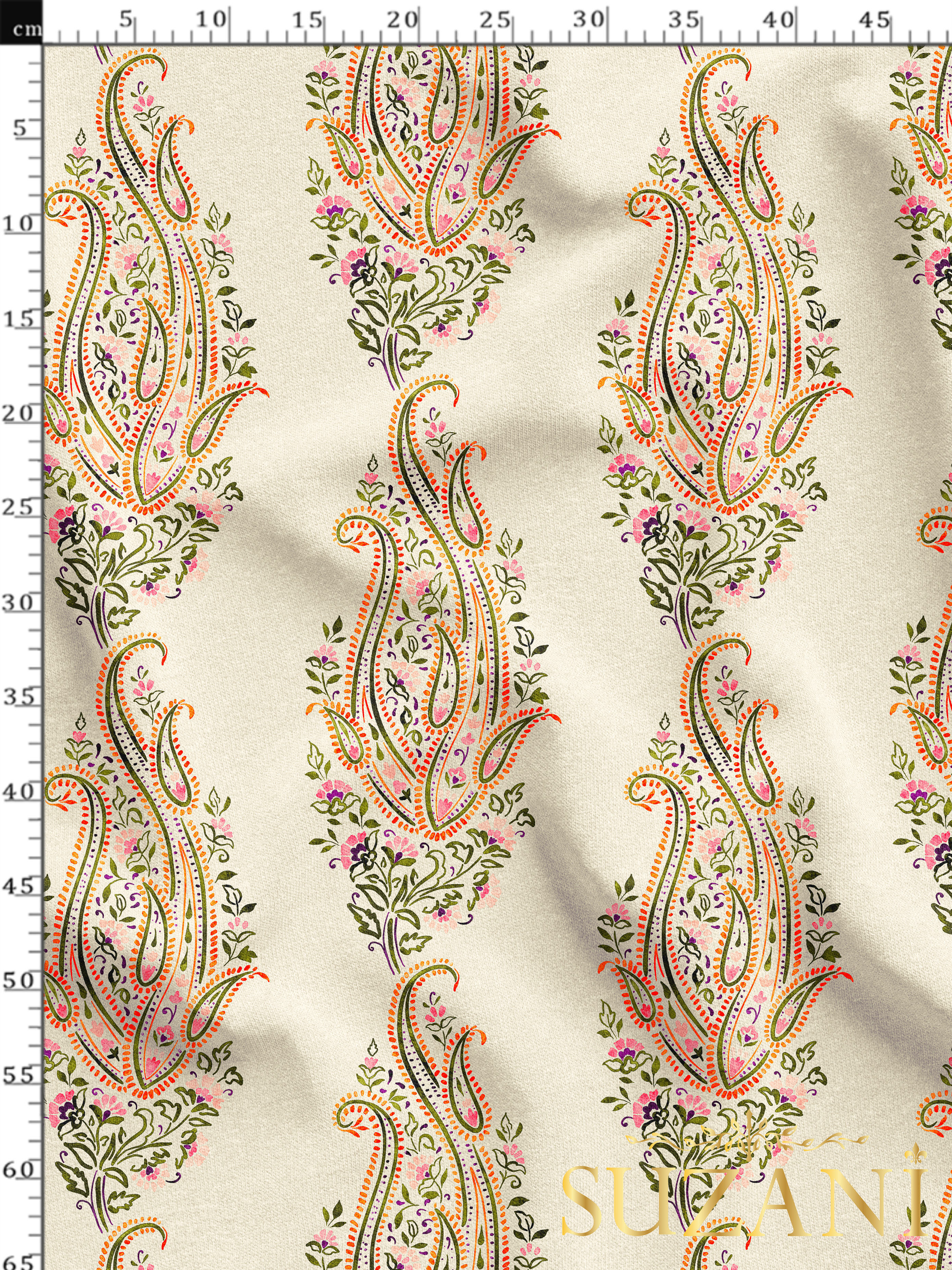 Çiçekli Şal Desenli Dijital Baskılı Kumaş