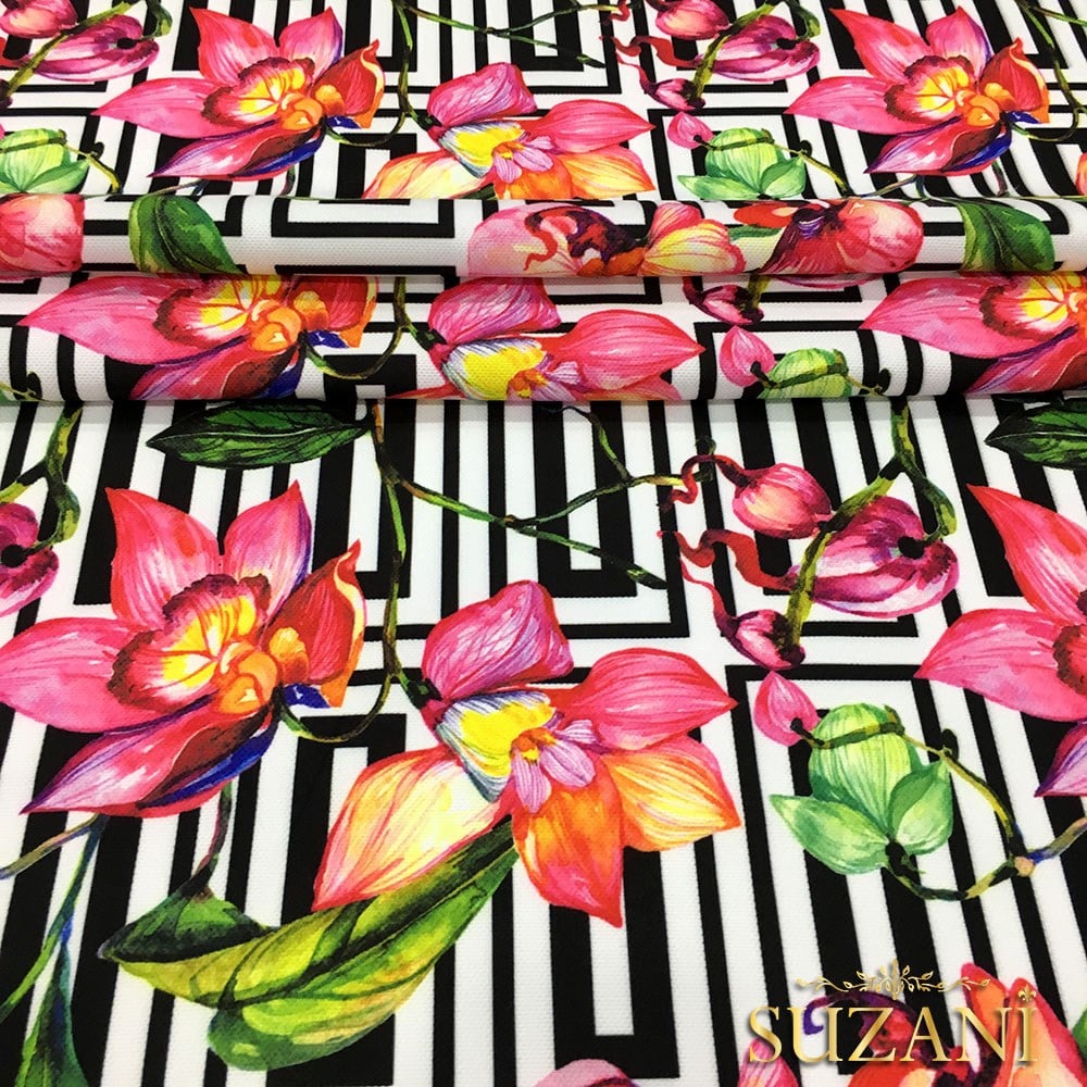 Çiçekli Sarmaşık Desenli Kumaş