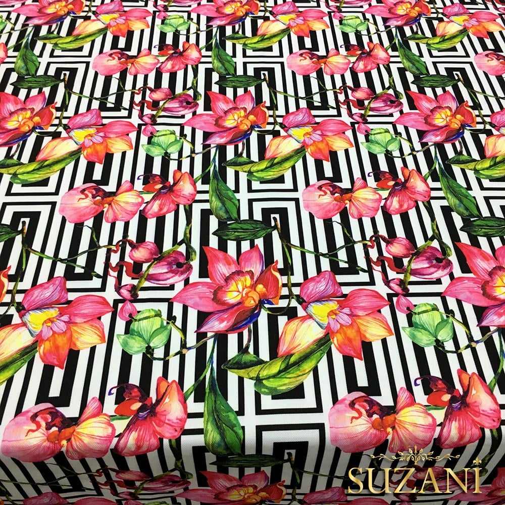 Çiçekli Sarmaşık Desenli Kumaş