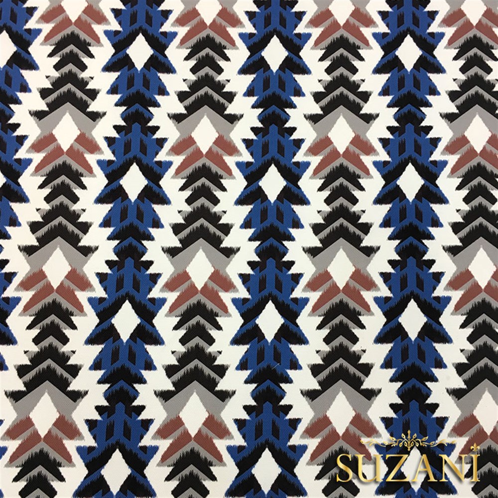 Çivit Bordo Geometrik Desenli Kumaş