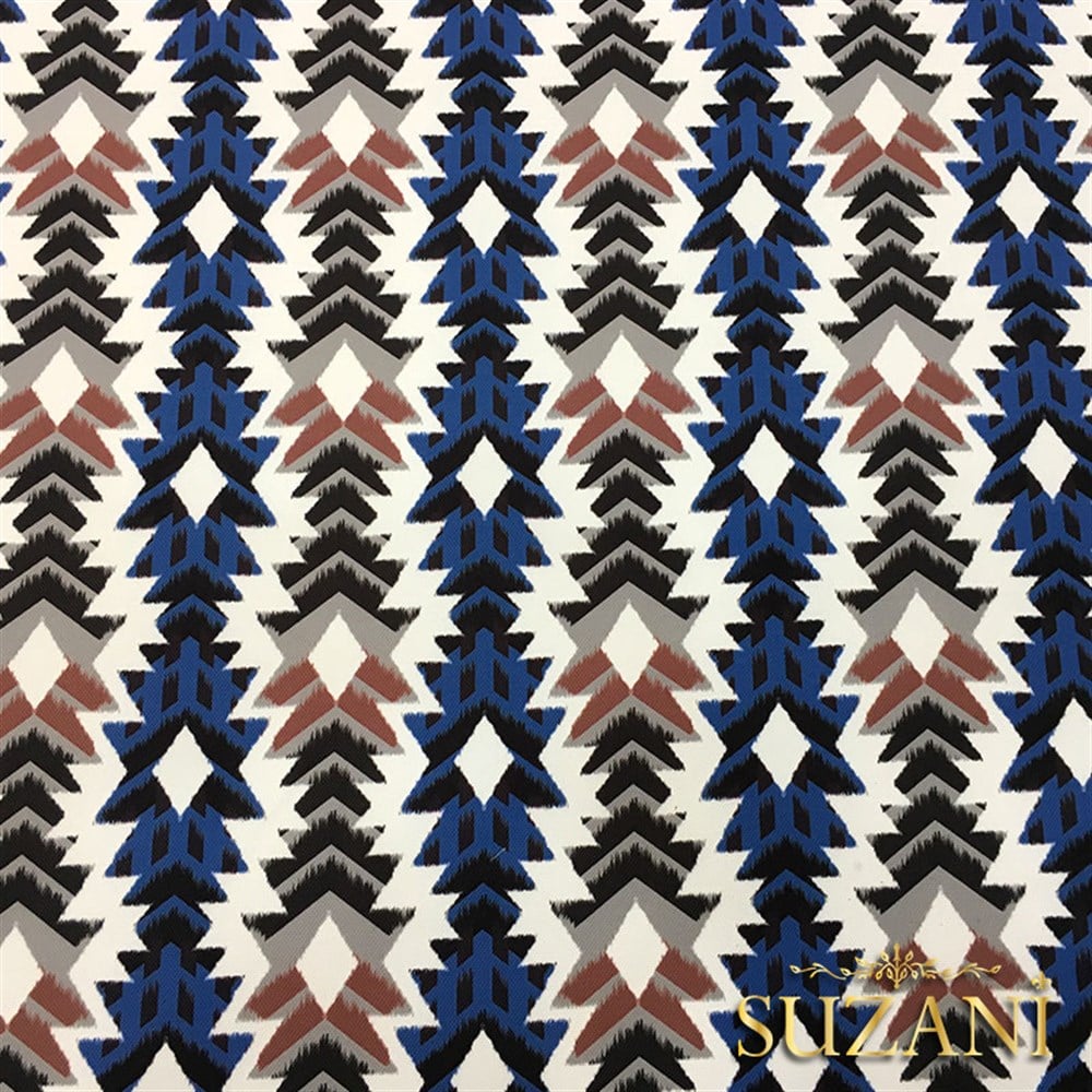 Çivit Bordo Geometrik Desenli Kumaş