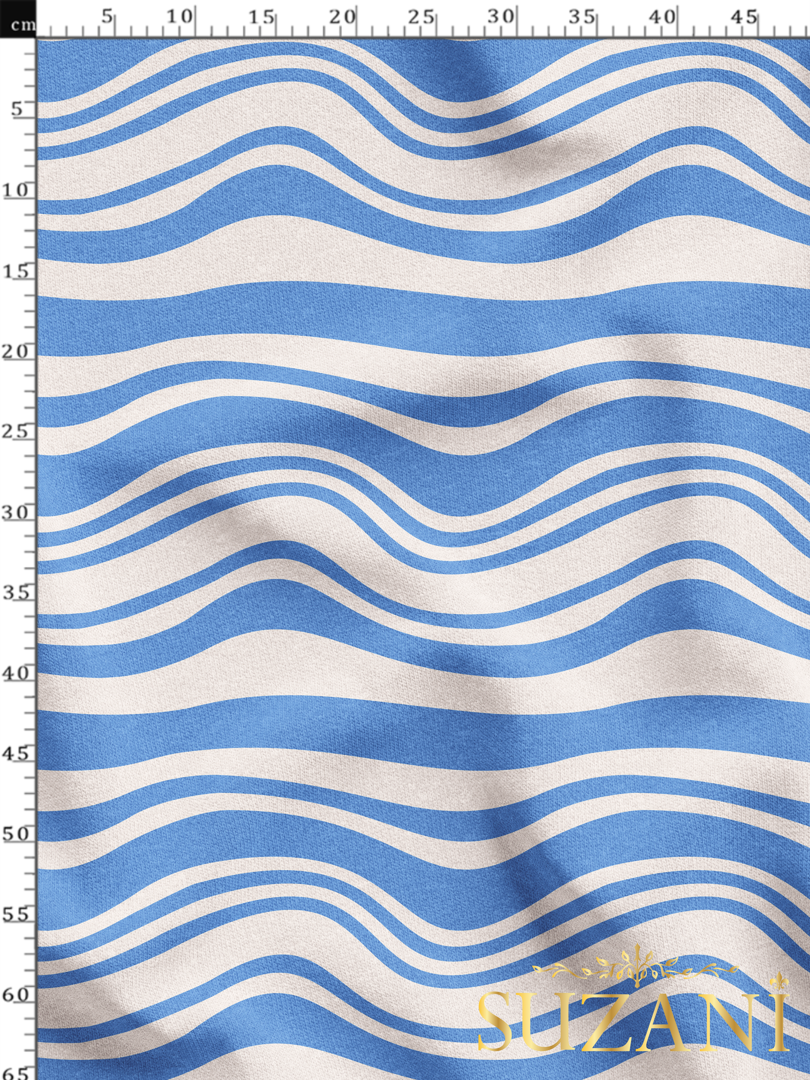 Çivit Mavi Renk Çizgi Desenli Dijital Baskılı Kumaş