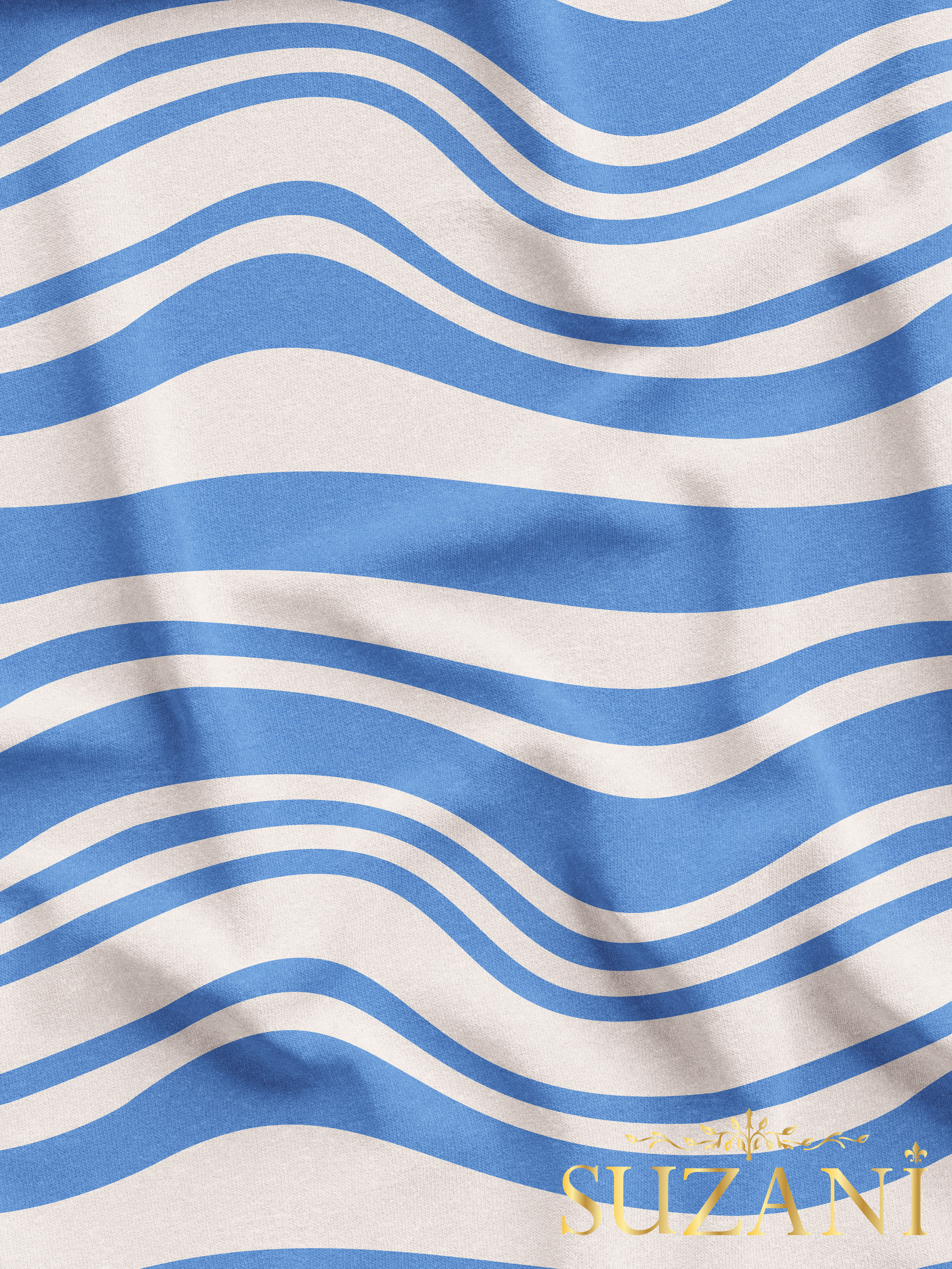 Çivit Mavi Renk Çizgi Desenli Dijital Baskılı Kumaş