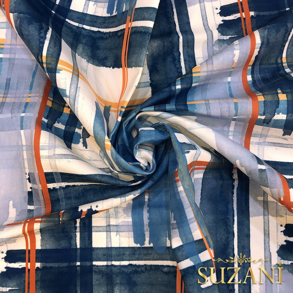 Çizgi Suluboya Dijital Baskılı Kumaş